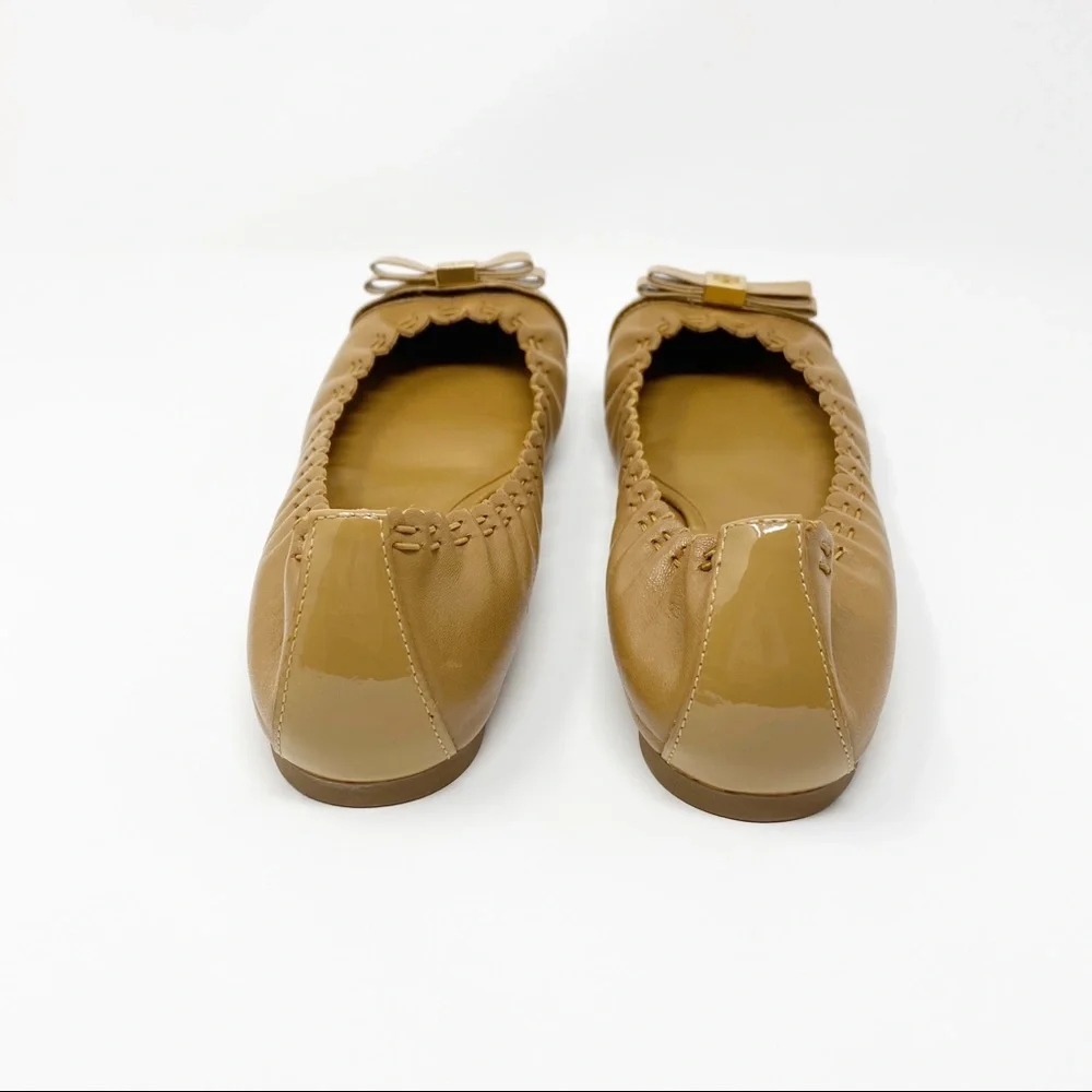 Tory Burch Romy Cap Toe Tan Ballet Flats Size 8 - Picture 3 of 8